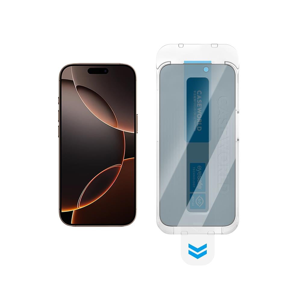 Apple iPhone 14 Plus CaseWorld Applicator Serisi 2.5D Eyesafe Mavi Işık Teknolojili 0.33mm Privacy Temperli Cam Ekran Koruyucu + Uygulama Aparatı