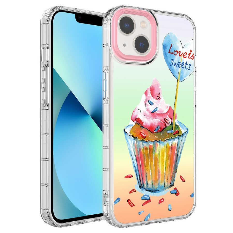 Apple iPhone 14 Plus Kılıf Kamera Korumalı Renkli Desenli Sert Silikon Zore Korn Kapak