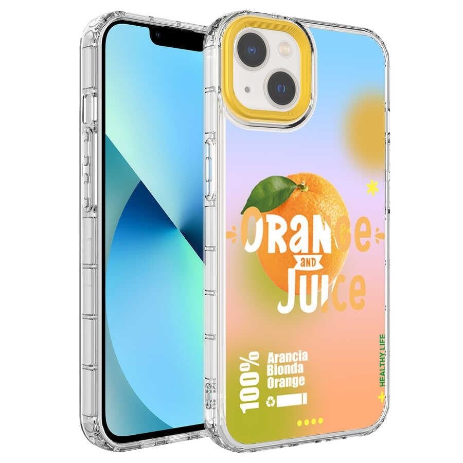 Apple iPhone 14 Plus Kılıf Kamera Korumalı Renkli Desenli Sert Silikon Zore Korn Kapak