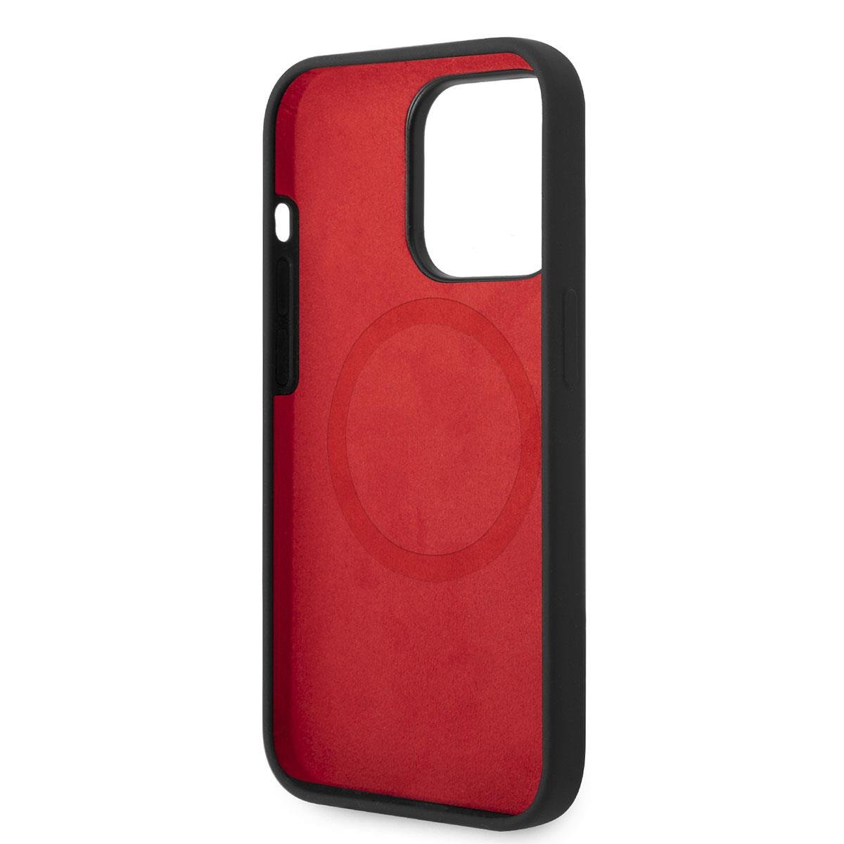 Apple iPhone 14 Pro Kılıf Ferrari M-safe Şarj Özellikli Silikon Metal Logo Dizayn Kapak