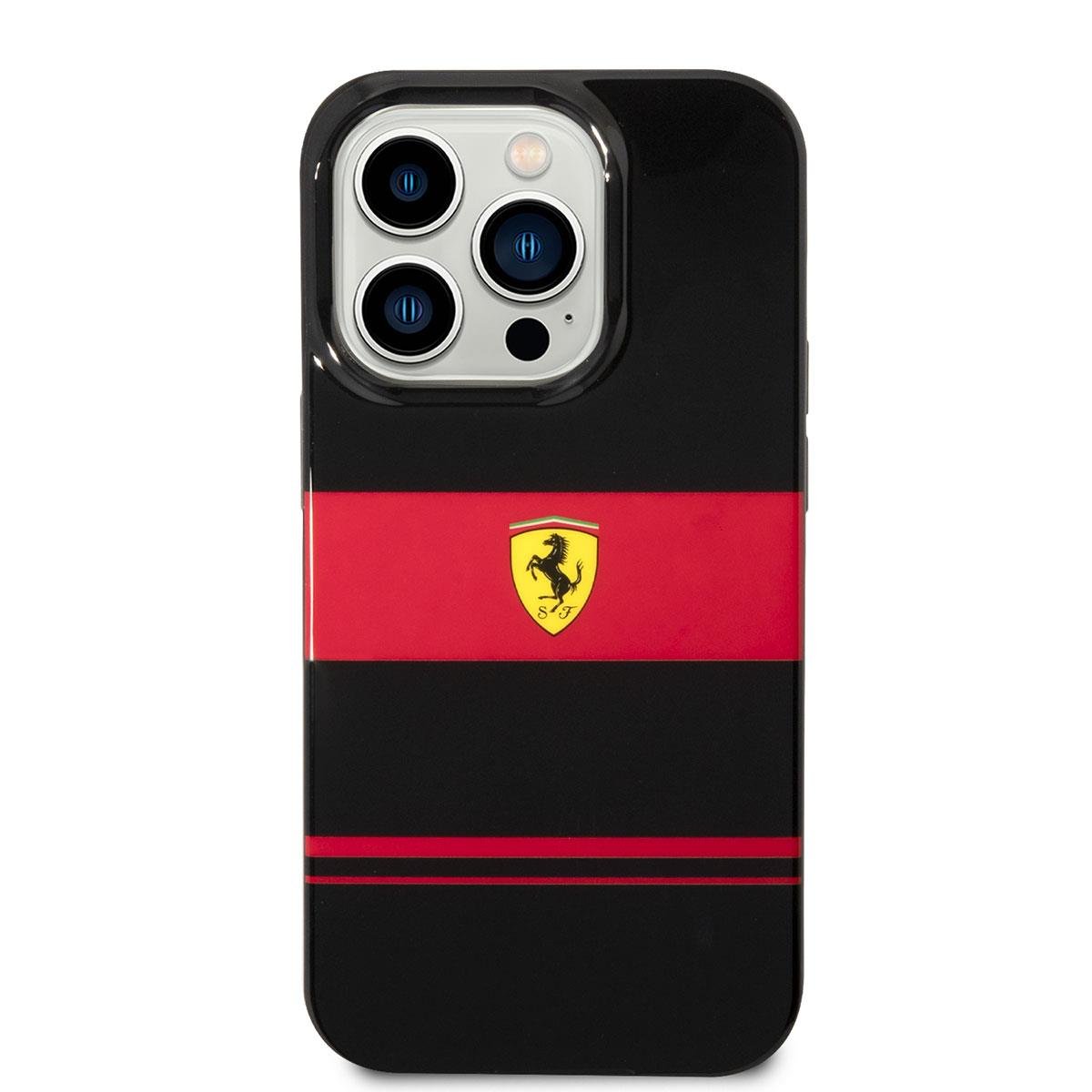 Apple iPhone 14 Pro Kılıf Ferrari Orjinal Lisanslı M-safe Şarj Özellikli Yatay Çizgili Dizayn Kapak