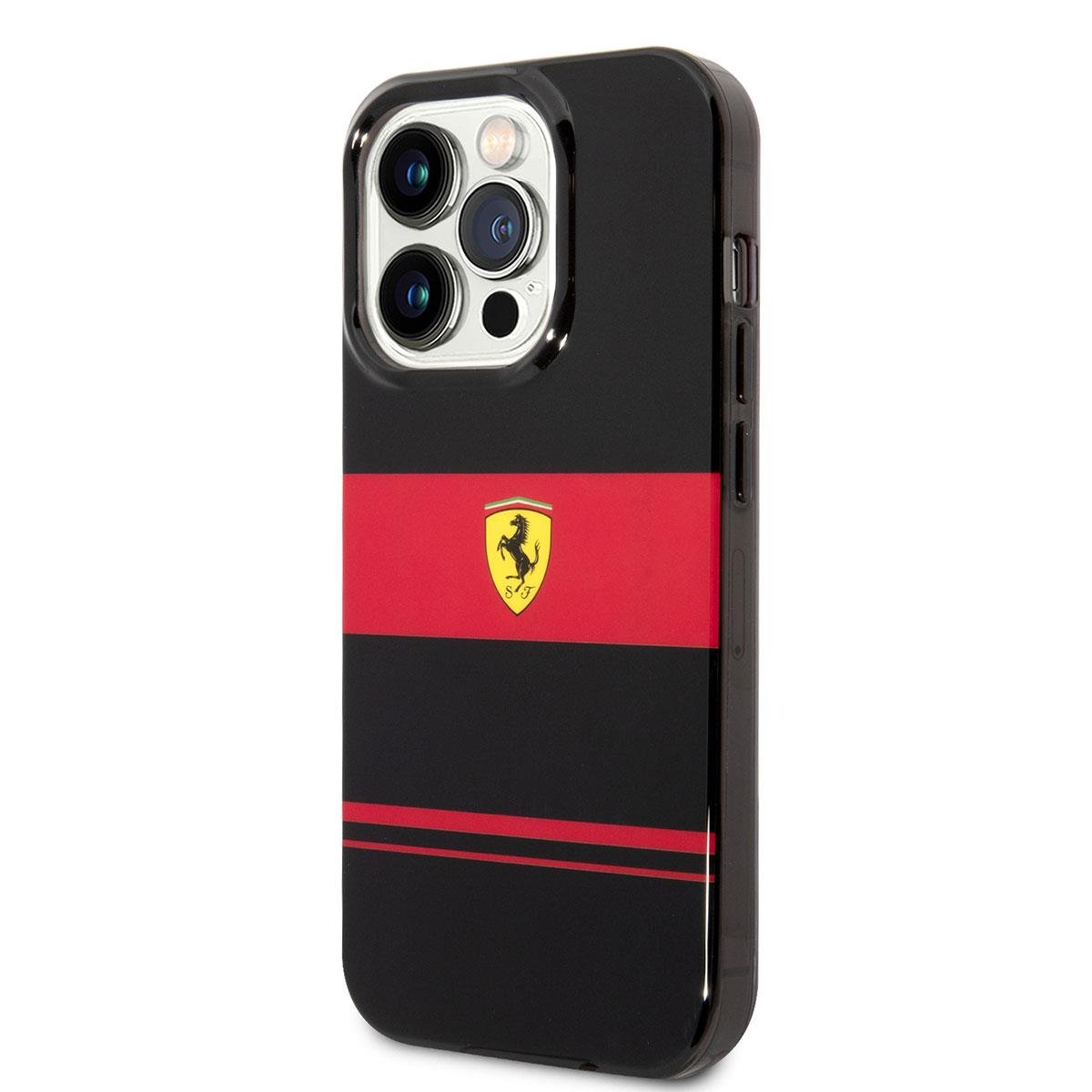 Apple iPhone 14 Pro Kılıf Ferrari Orjinal Lisanslı M-safe Şarj Özellikli Yatay Çizgili Dizayn Kapak