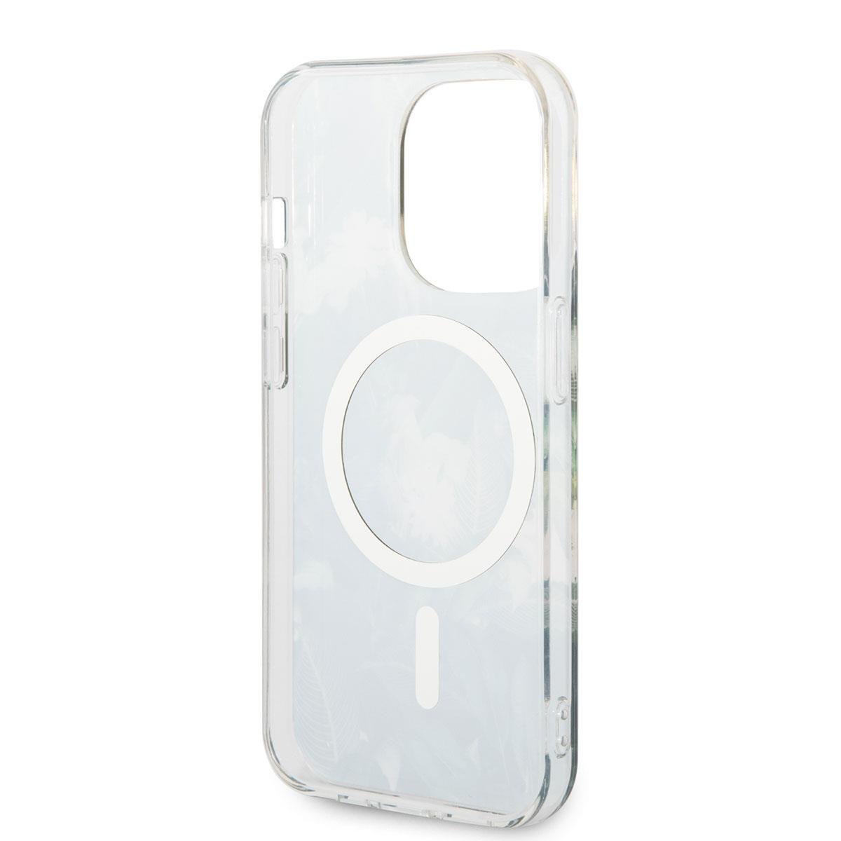 Apple iPhone 14 Pro Kılıf GUESS M-safe Şarj Özellikli Yaprak Desenli M-safe Şarj Kablolu Kapak
