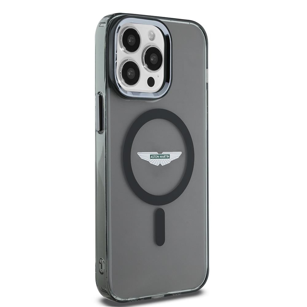 Apple iPhone 14 Pro Max Kılıf Aston Martin Orjinal Lisanslı M-safe Şarj Özellikli  IML Baskı Logolu Metal Düğmeli Kapak