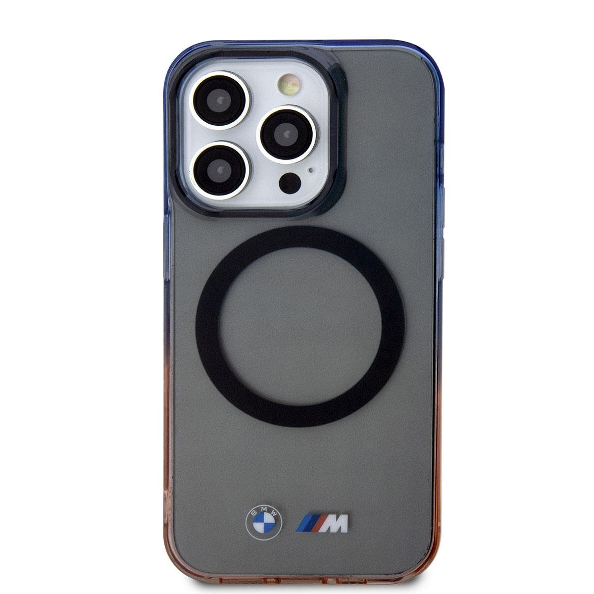 Apple iPhone 14 Pro Max Kılıf BMW M-safe Şarj Özellikli Transparan Renk Geçişli Dizayn Kapak