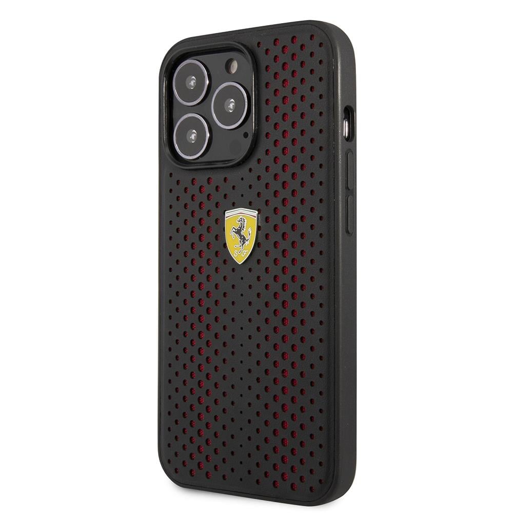 Apple iPhone 14 Pro Max Kılıf Ferrari Deri Sarı Noktalı Dizayn Kapak