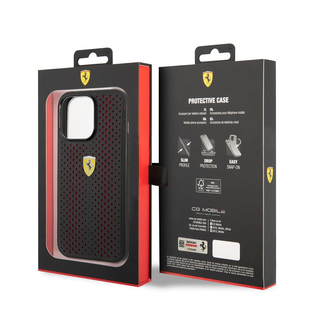 Apple iPhone 14 Pro Max Kılıf Ferrari Deri Sarı Noktalı Dizayn Kapak