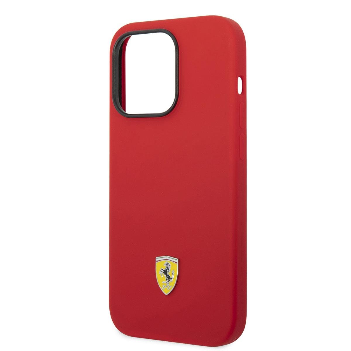 Apple iPhone 14 Pro Max Kılıf Ferrari M-safe Şarj Özellikli Silikon Metal Logo Dizayn Kapak