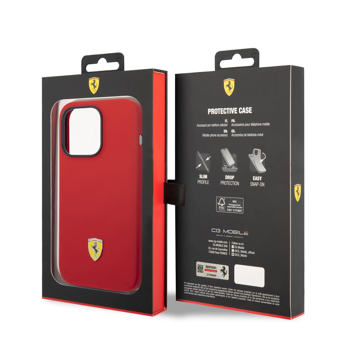 Apple iPhone 14 Pro Max Kılıf Ferrari M-safe Şarj Özellikli Silikon Metal Logo Dizayn Kapak
