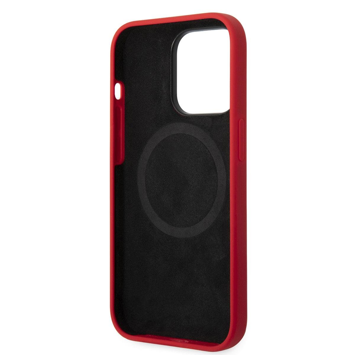 Apple iPhone 14 Pro Max Kılıf Ferrari M-safe Şarj Özellikli Silikon Metal Logo Dizayn Kapak