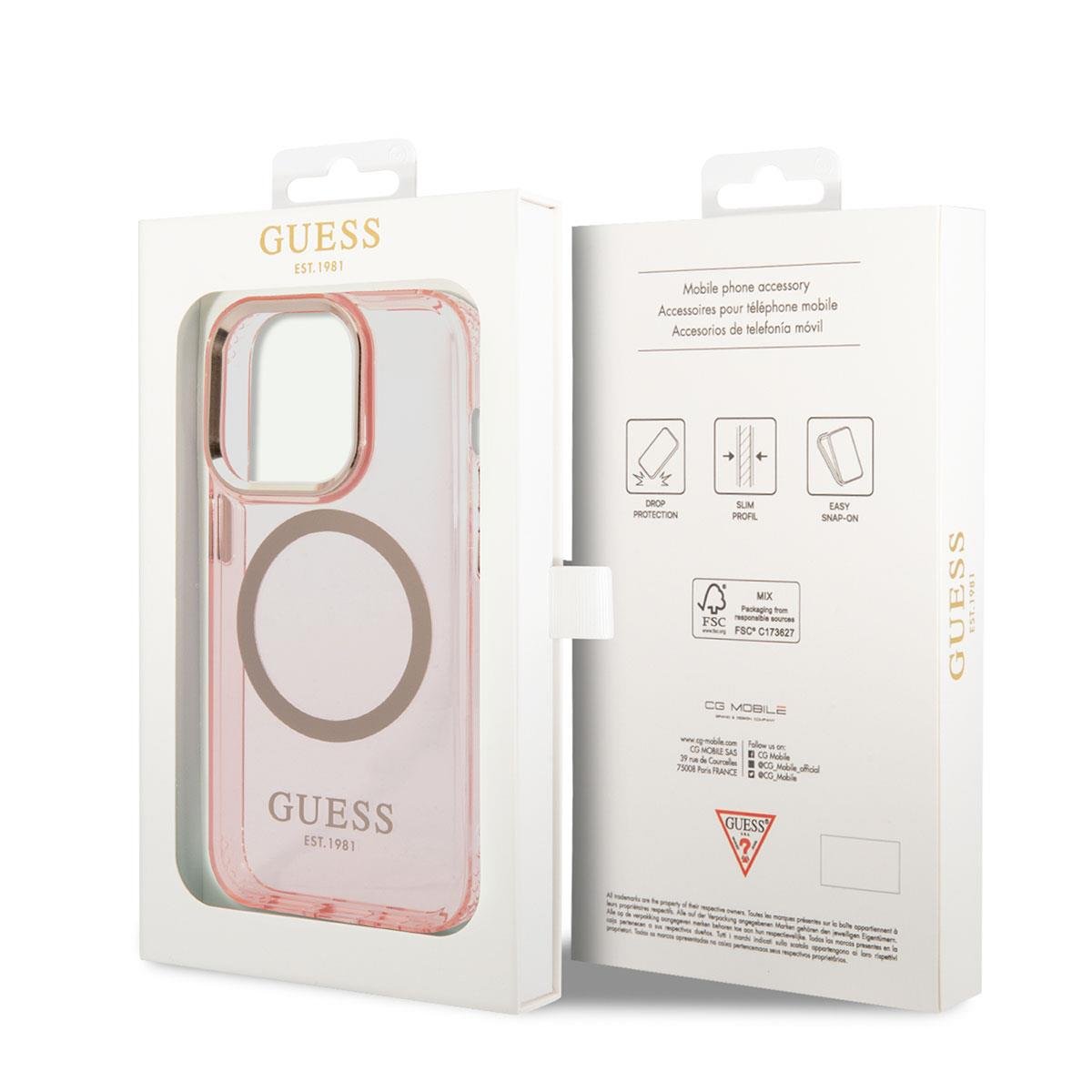 Apple iPhone 14 Pro Max Kılıf GUESS M-safe Şarj Özellikli Airbagli Dizayn Kapak