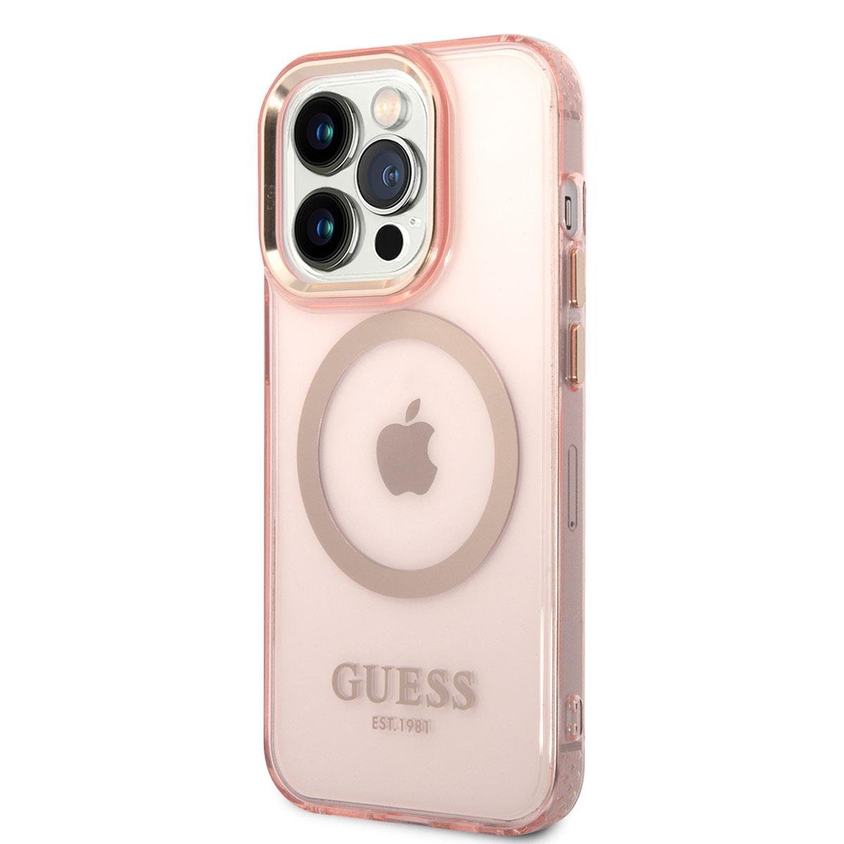Apple iPhone 14 Pro Max Kılıf GUESS M-safe Şarj Özellikli Airbagli Dizayn Kapak