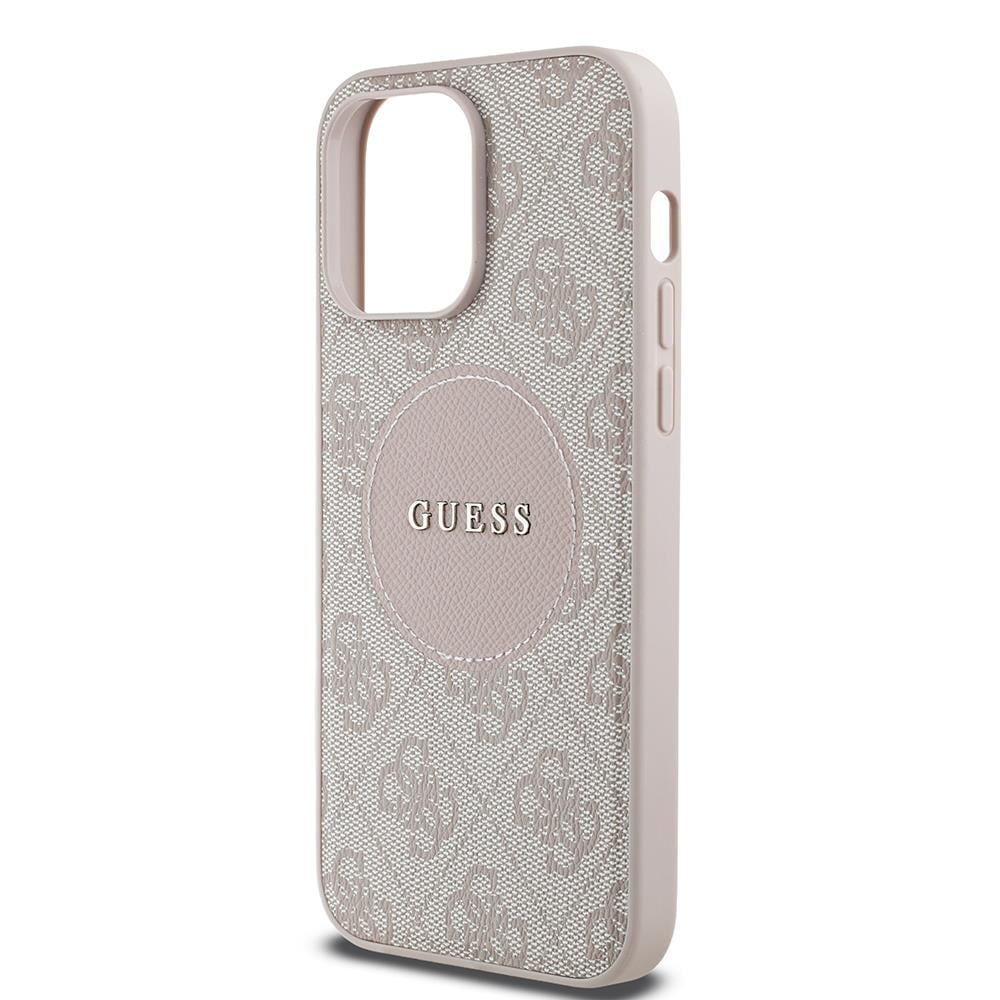 Apple iPhone 14 Pro Max Kılıf Guess Orjinal Lisanslı PU Deri Taşlı Üçgen Logo 4G Desenli Kapak