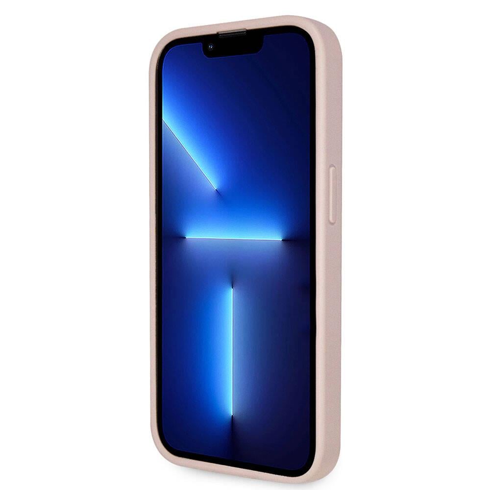 Apple iPhone 14 Pro Max Kılıf Guess Orjinal Lisanslı PU Deri Taşlı Üçgen Logo 4G Desenli Kapak
