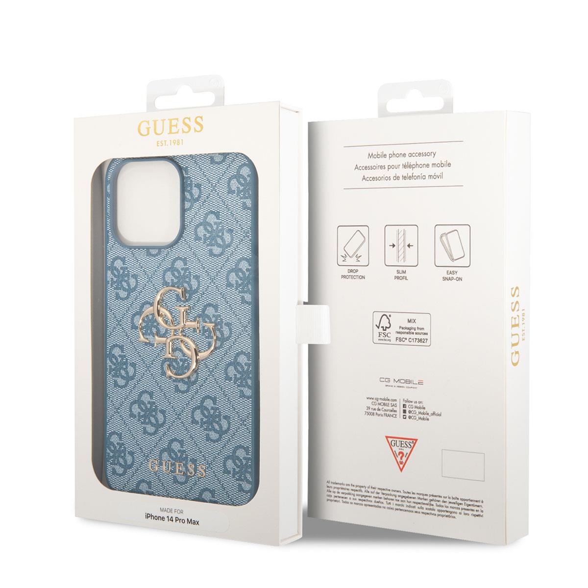 Apple iPhone 14 Pro Max Kılıf GUESS PU Deri Büyük Metal Logo Dizaynlı Kapak