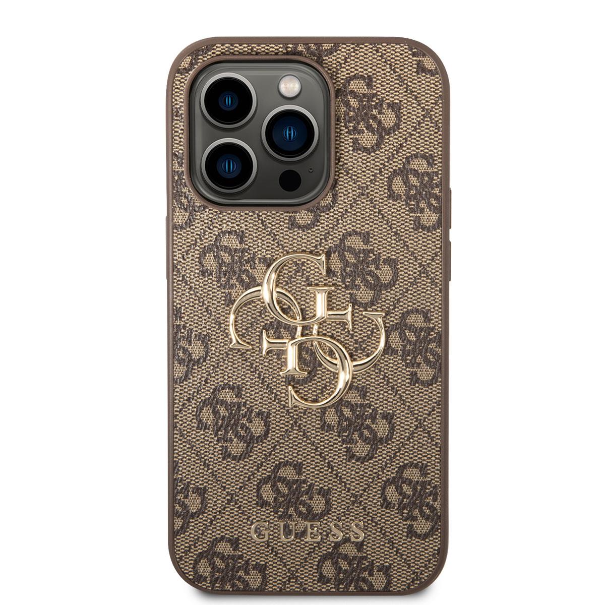 Apple iPhone 14 Pro Max Kılıf GUESS PU Deri Büyük Metal Logo Dizaynlı Kapak