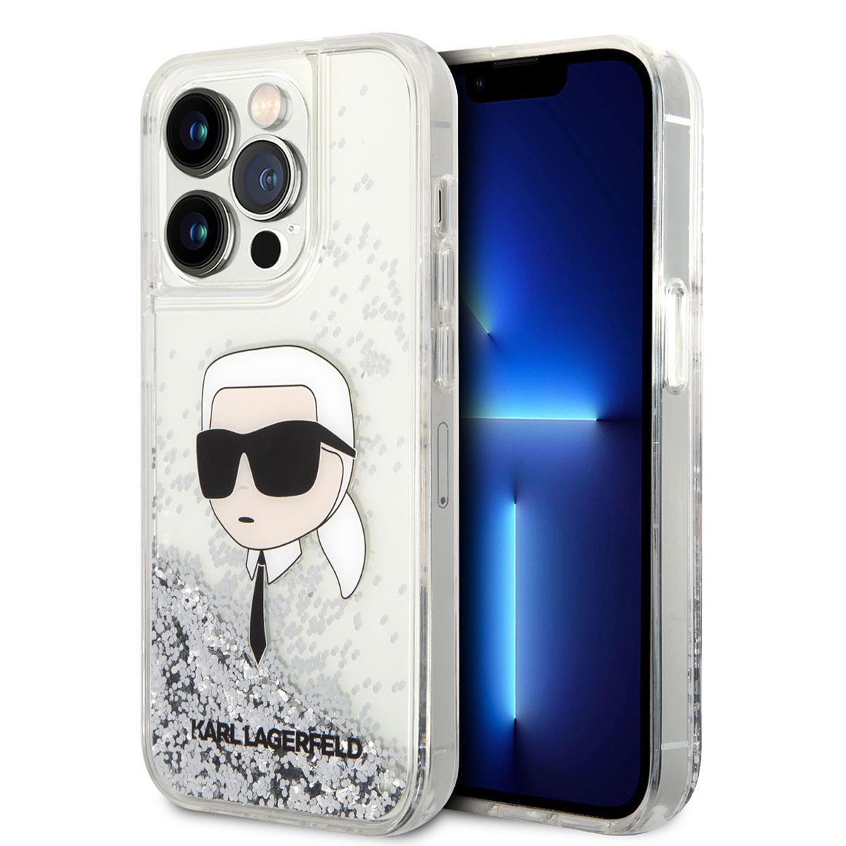 Apple iPhone 14 Pro Max Kılıf Karl Lagerfeld PU Suni Deri Logolu Dizayn Kapak