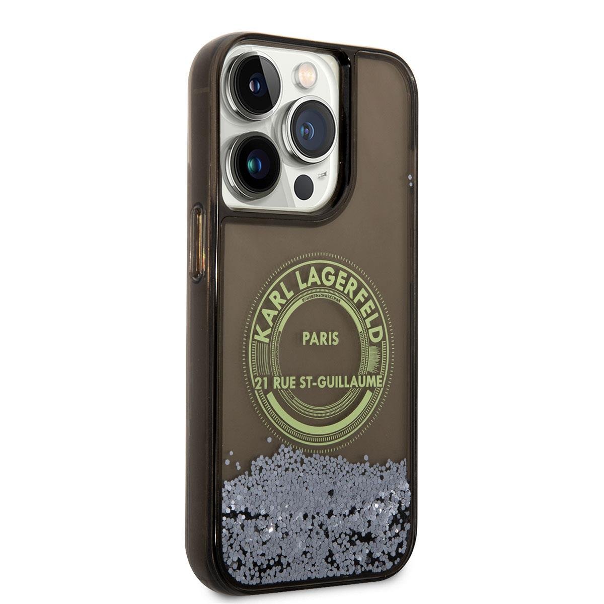 Apple iPhone 14 Pro Max Kılıf Karl Lagerfeld Sıvılı Simli RSG Dizayn Kapak