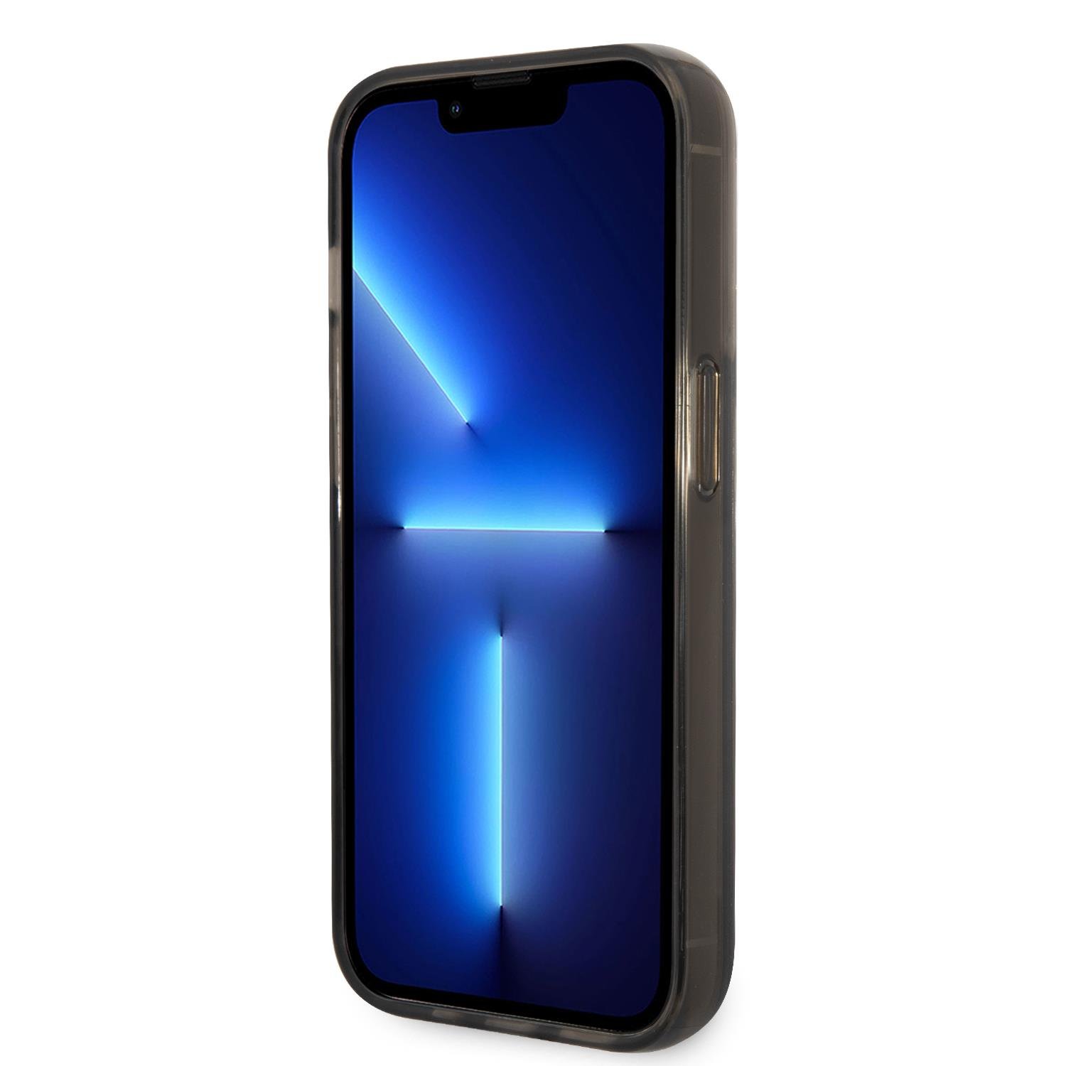 Apple iPhone 14 Pro Max Kılıf Karl Lagerfeld Sıvılı Simli Choupette Head Dizayn Kapak