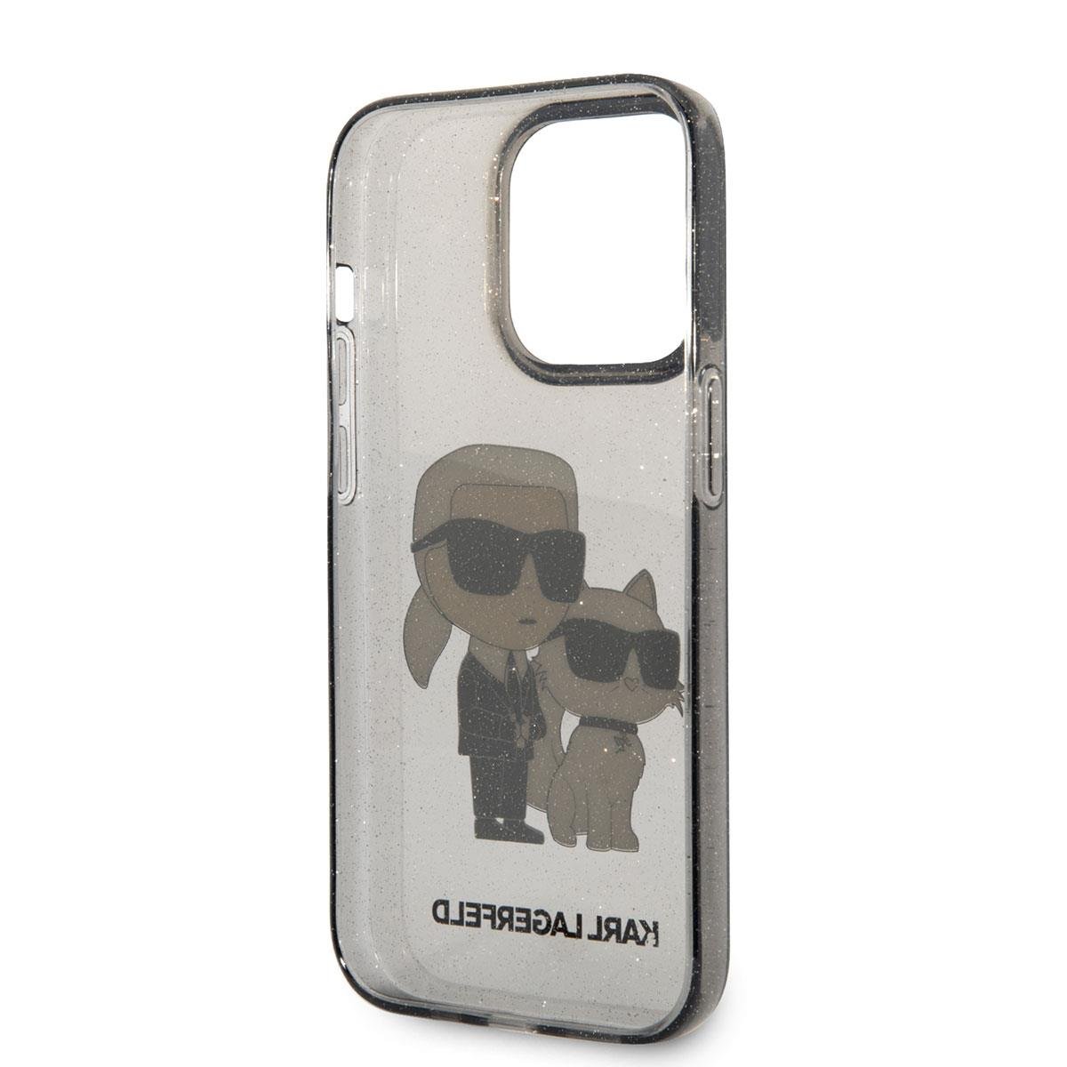 Apple iPhone 14 Pro Max Kılıf Karl Lagerfeld Transparan Simli K&C Dizayn Kapak