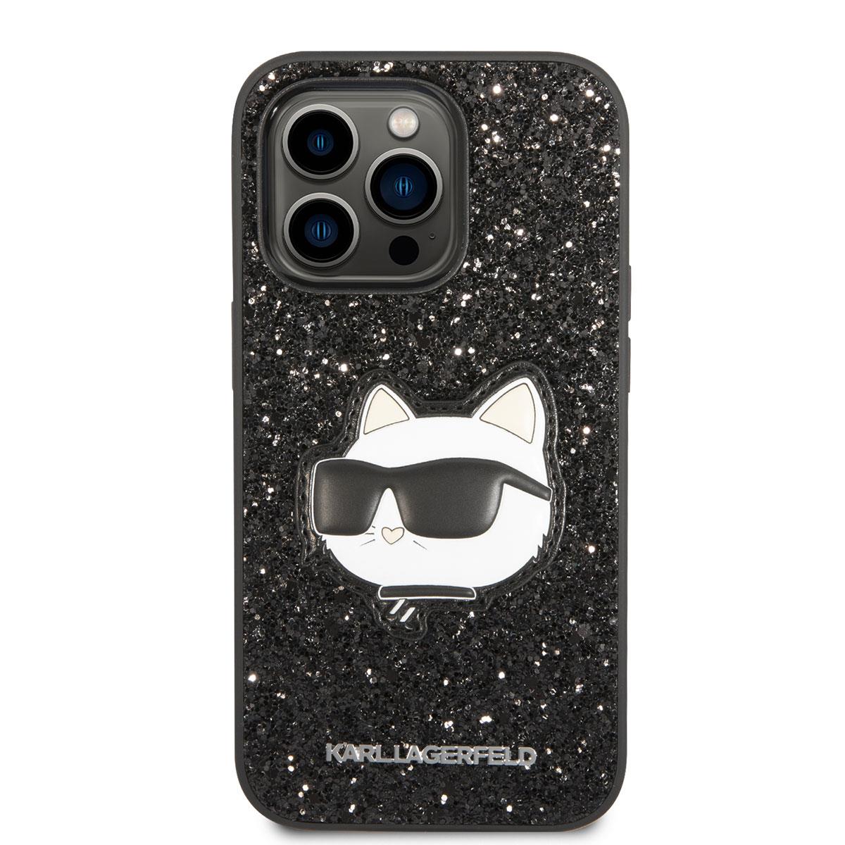 Apple iPhone 14 Pro Max Kılıf Karl Lagerfeld Parlak Taşlı Choupette Dizayn Kapak