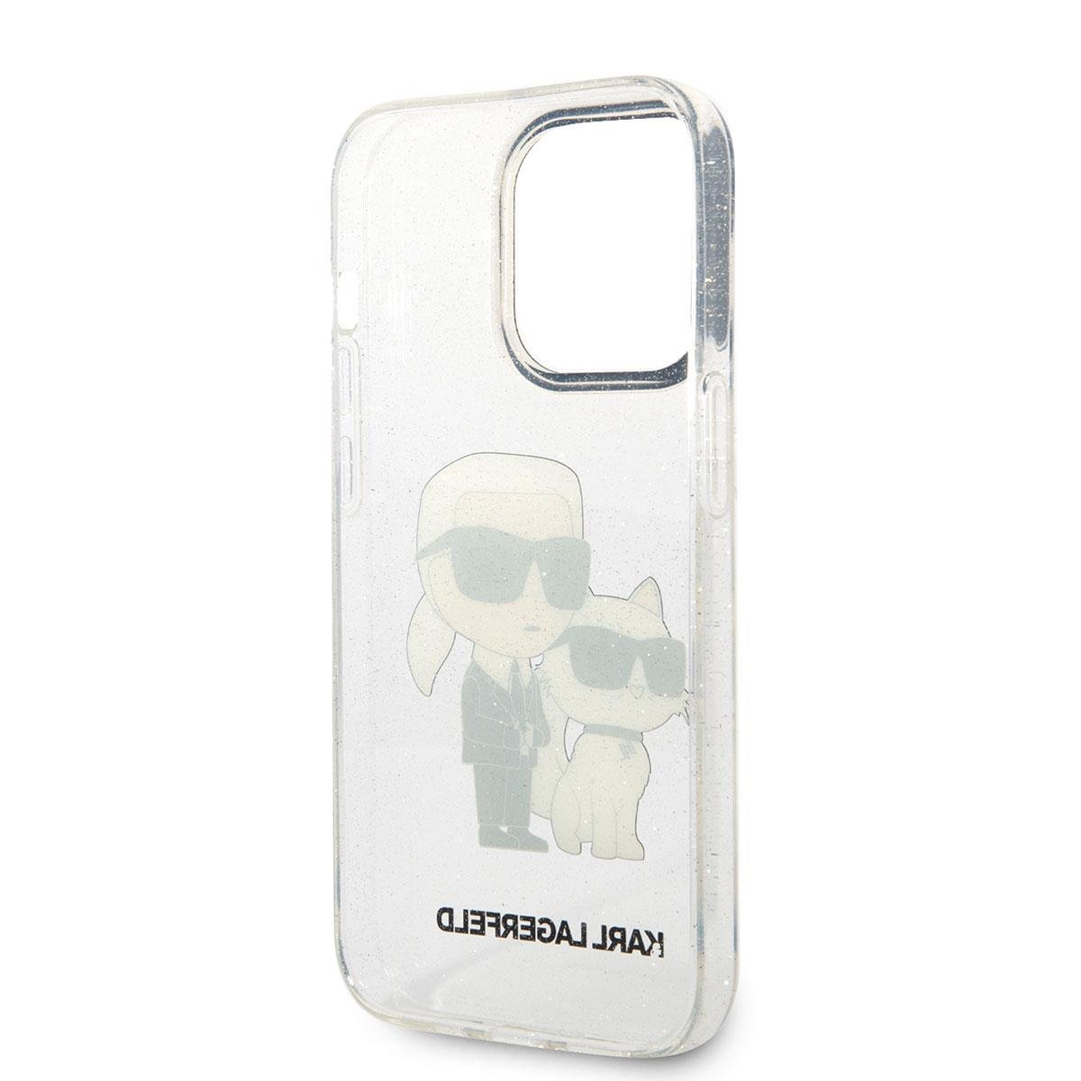 Apple iPhone 14 Pro Max Kılıf Karl Lagerfeld Transparan Simli K&C Dizayn Kapak