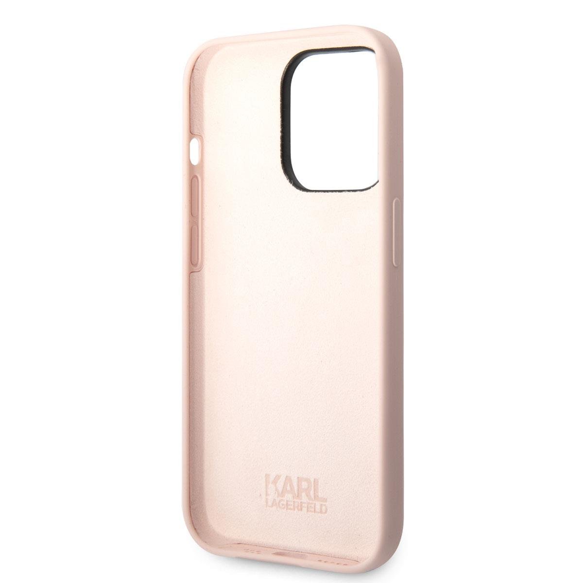 Apple iPhone 14 Pro Max Kılıf Karl Lagerfeld Sıvılı Simli K&C Head Dizayn Kapak