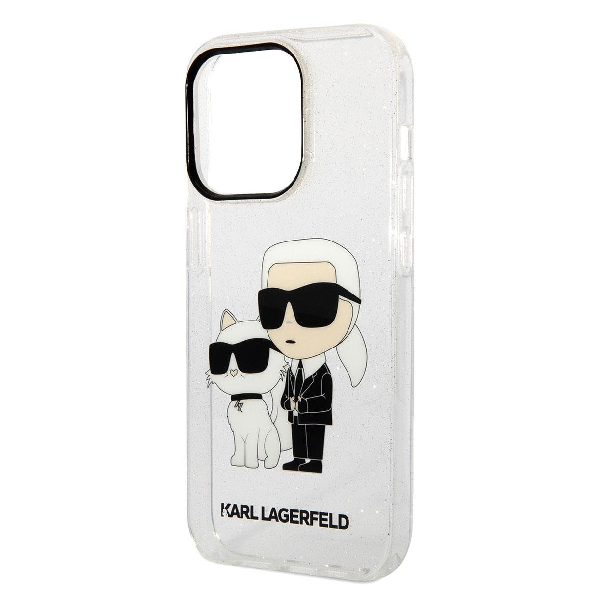 Apple iPhone 14 Pro Max Kılıf Karl Lagerfeld Transparan Simli K&C Dizayn Kapak