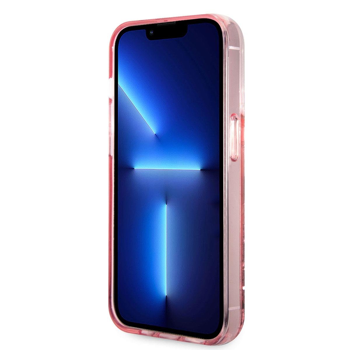 Apple iPhone 14 Pro Max Kılıf Karl Lagerfeld Sıvılı Simli Choupette Head Dizayn Kapak