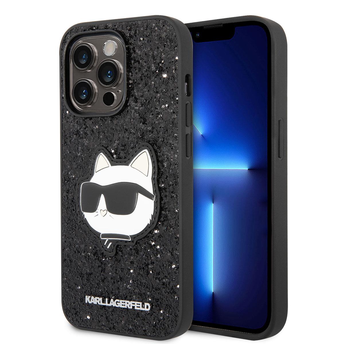 Apple iPhone 14 Pro Max Kılıf Karl Lagerfeld Parlak Taşlı Choupette Dizayn Kapak