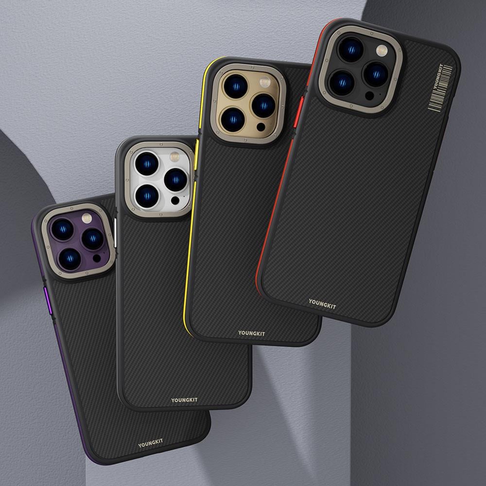 Apple iPhone 14 Pro Max Kılıf M-safe Şarj Özellikli YoungKit 600D Kevlar Kapak
