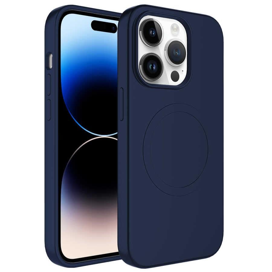 Apple iPhone 14 Pro Max Kılıf M-safe Wireless Şarj Özellikli Pastel Renk Silikon Zore Plas Kapak