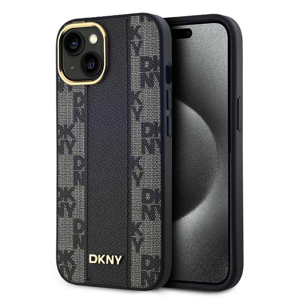 Apple iPhone 15 Kılıf DKNY Orjinal Lisanslı M-safe Şarj Özellikli 3D Yazılı Checkered Pattern Kapak