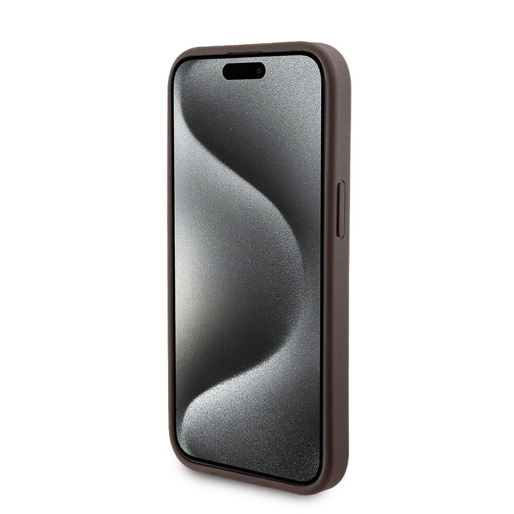 Apple iPhone 15 Kılıf Guess Orjinal Lisanslı M-safe Şarj Özellikli Yazı Logolu 4G Desenli Kapak + Powerbank 5000mAh 2in1 Set