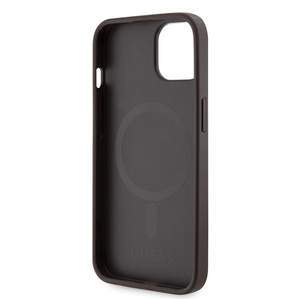 Apple iPhone 15 Kılıf Guess Orjinal Lisanslı M-safe Şarj Özellikli 4G Şerit Tasarımlı Printed Kapak