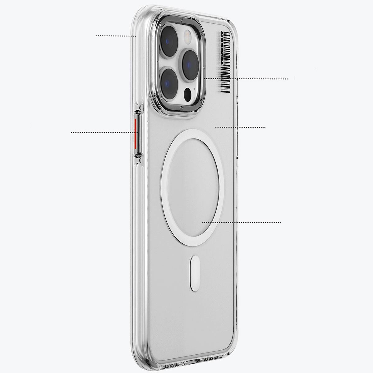 Apple iPhone 15 Kılıf M-safe Şarj Özellikli Şeffaf Youngkit Crystal Shield Serisi Kapak