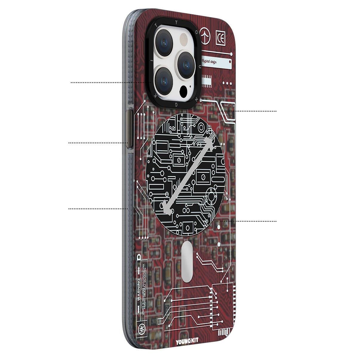 Apple iPhone 15 Plus Kılıf M-safe Şarj Özellikli YoungKit Technology Serisi Kapak
