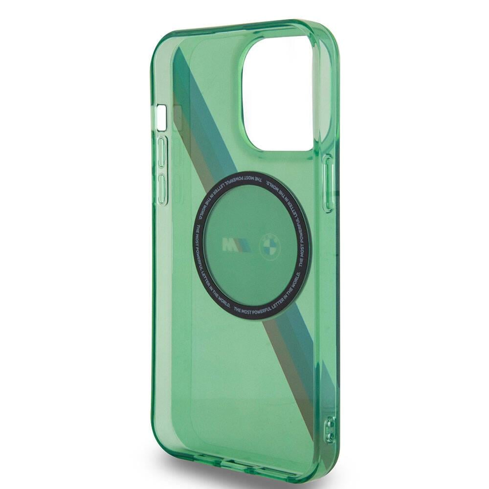 Apple iPhone 15 Pro Kılıf BMW M-safe Şarj Özellikli Transparan Tricolor Stripes Orjinal Lisanslı Kapak