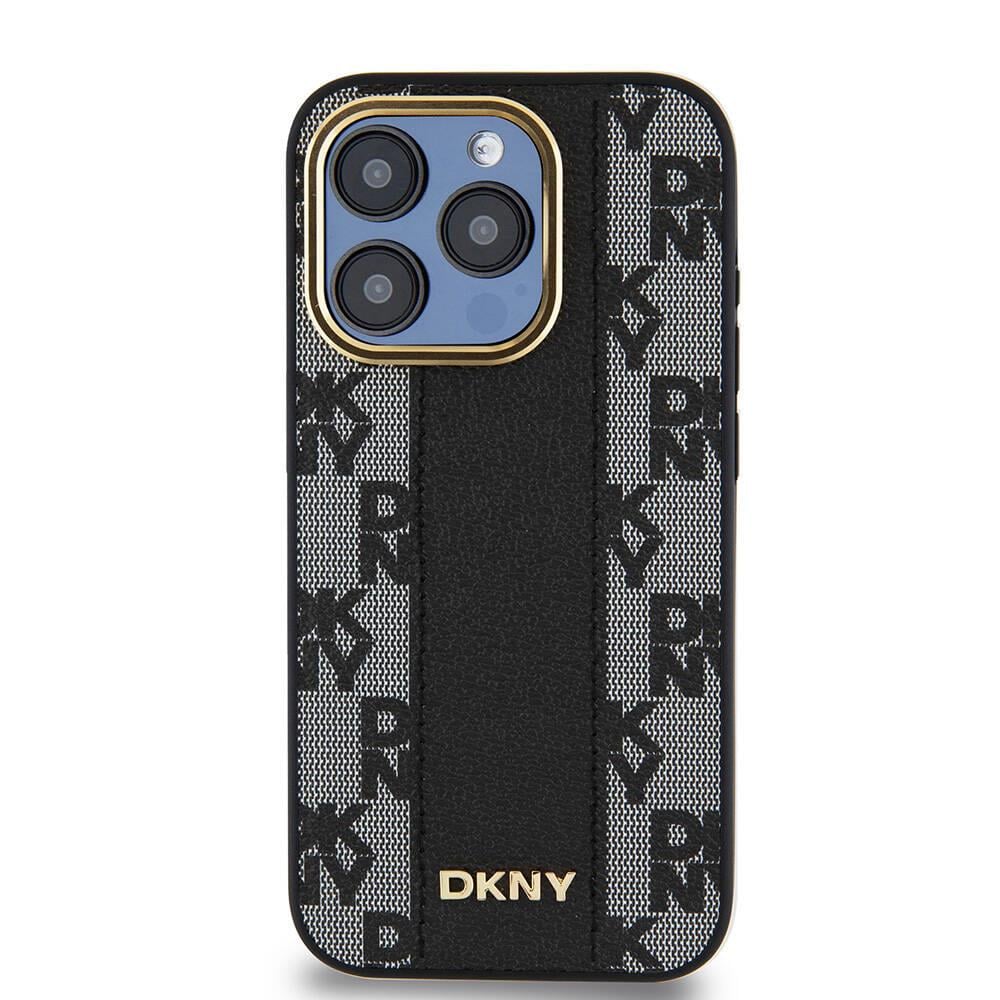 Apple iPhone 15 Pro Kılıf DKNY Orjinal Lisanslı M-safe Şarj Özellikli 3D Yazılı Checkered Pattern Kapak