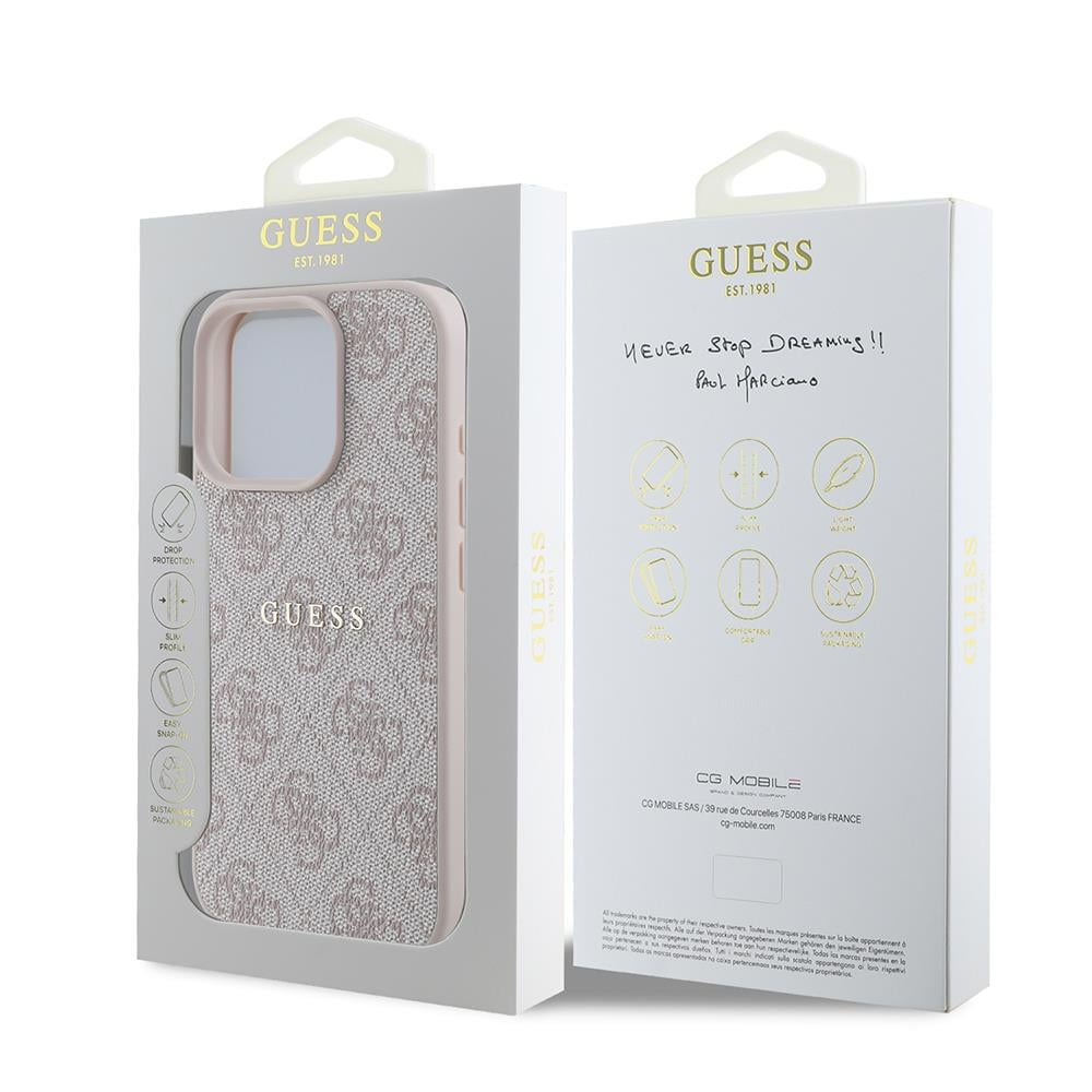 Apple iPhone 15 Pro Kılıf Guess Orjinal Lisanslı M-safe Şarj Özellikli 4G Desen Yazı Logolu Kapak