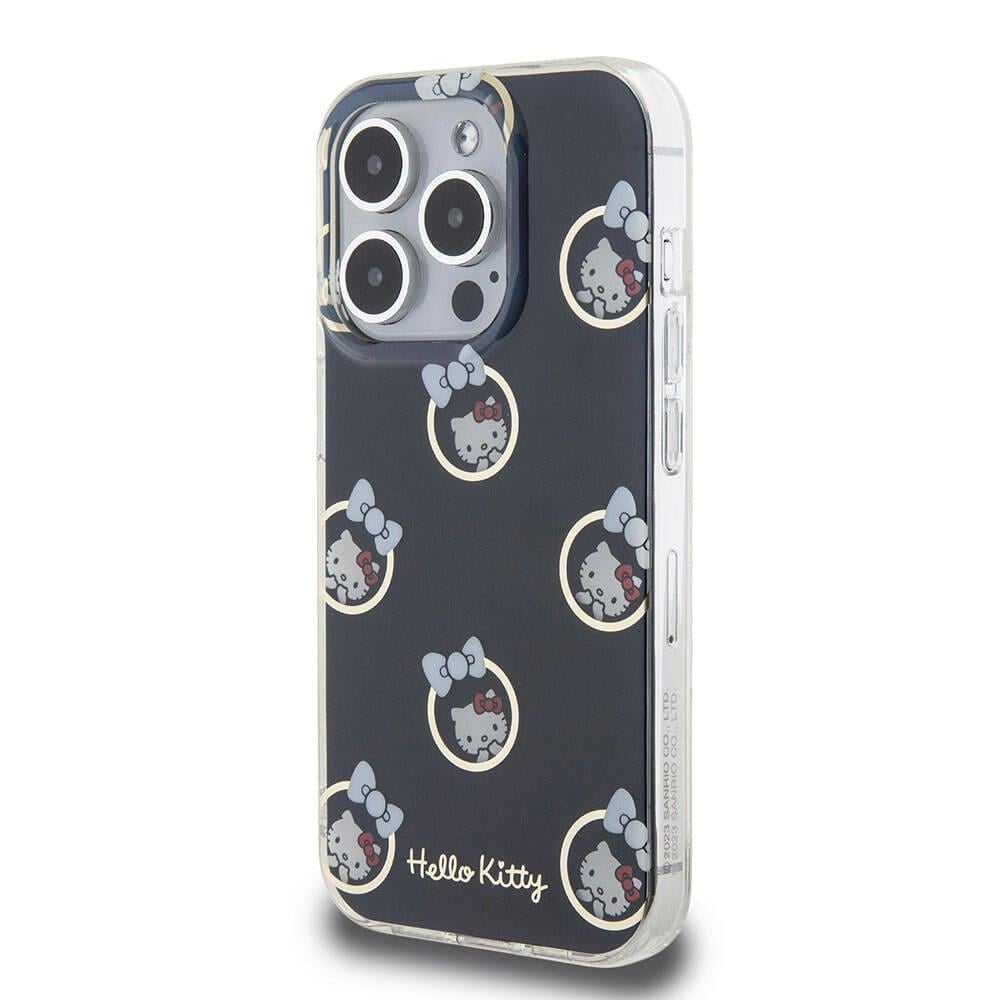 Apple iPhone 15 Pro Kılıf Hello Kitty Orjinal Lisanslı Elektroplating Kaplama Kabarcık Baskılı Kapak