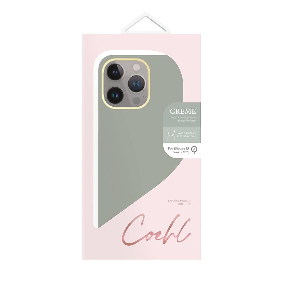 Apple iPhone 15 Pro Kılıf M-safe Şarj Özellikli Soft Pürüzsüz Yüzey Askı İpli Coehl Creme Kapak