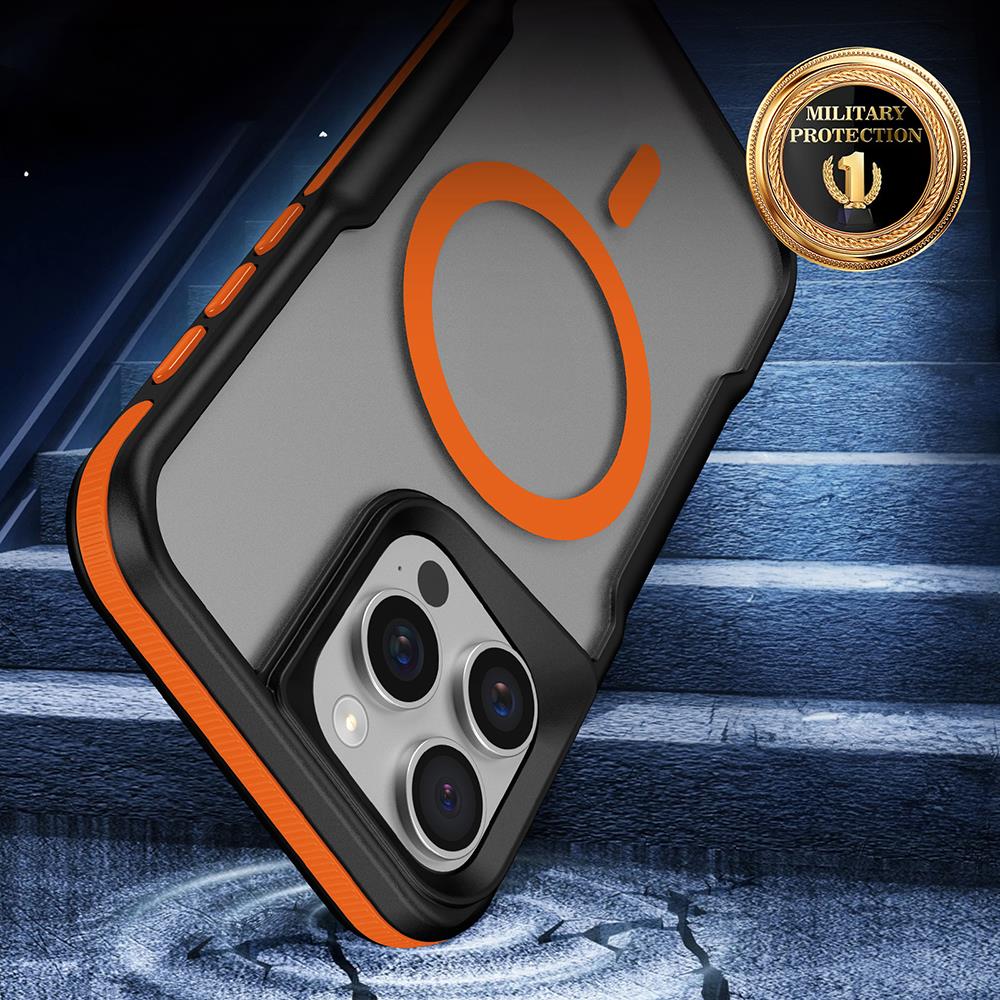 Apple iPhone 15 Pro Kılıf M-safe Şarj Özellikli Renkli Kenar Airbag Şeritli Zore Lamer Kapak