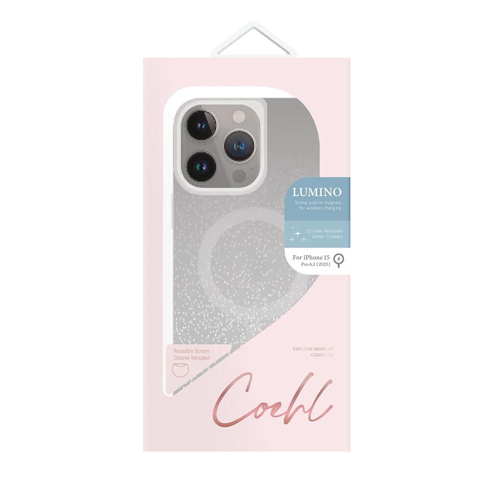 Apple iPhone 15 Pro Kılıf M-safe Şarj Özellikli Simli Arka Yüzey Coehl Lumino Kapak