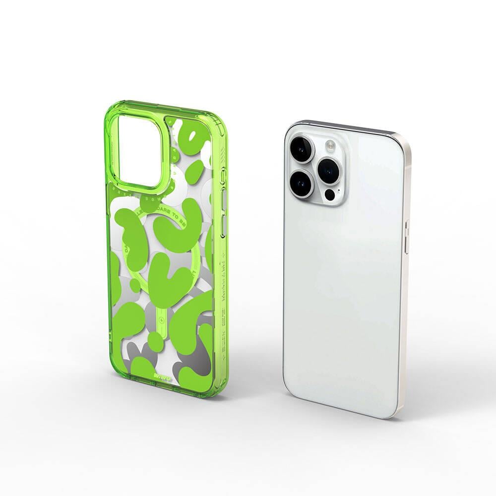 Apple iPhone 15 Pro Kılıf M-safe Şarj Özellikli Boya Desenli Wiwu Fluorescent G Serisi Kapak