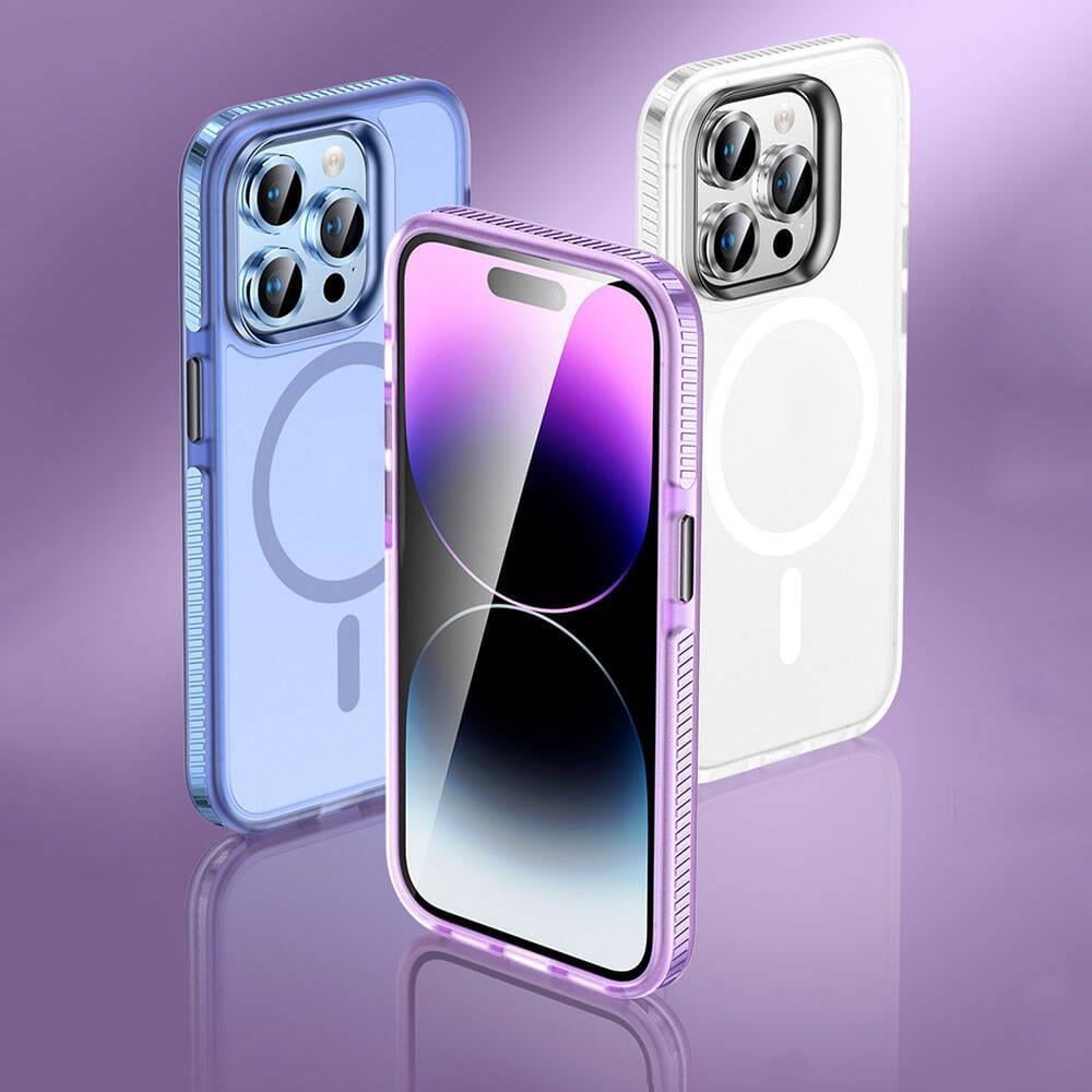 Apple iPhone 15 Pro Max Kılıf Airbagli M-safe Wireless Şarj Özellikli Lens Koruyuculu Zore Klaptika Kapak