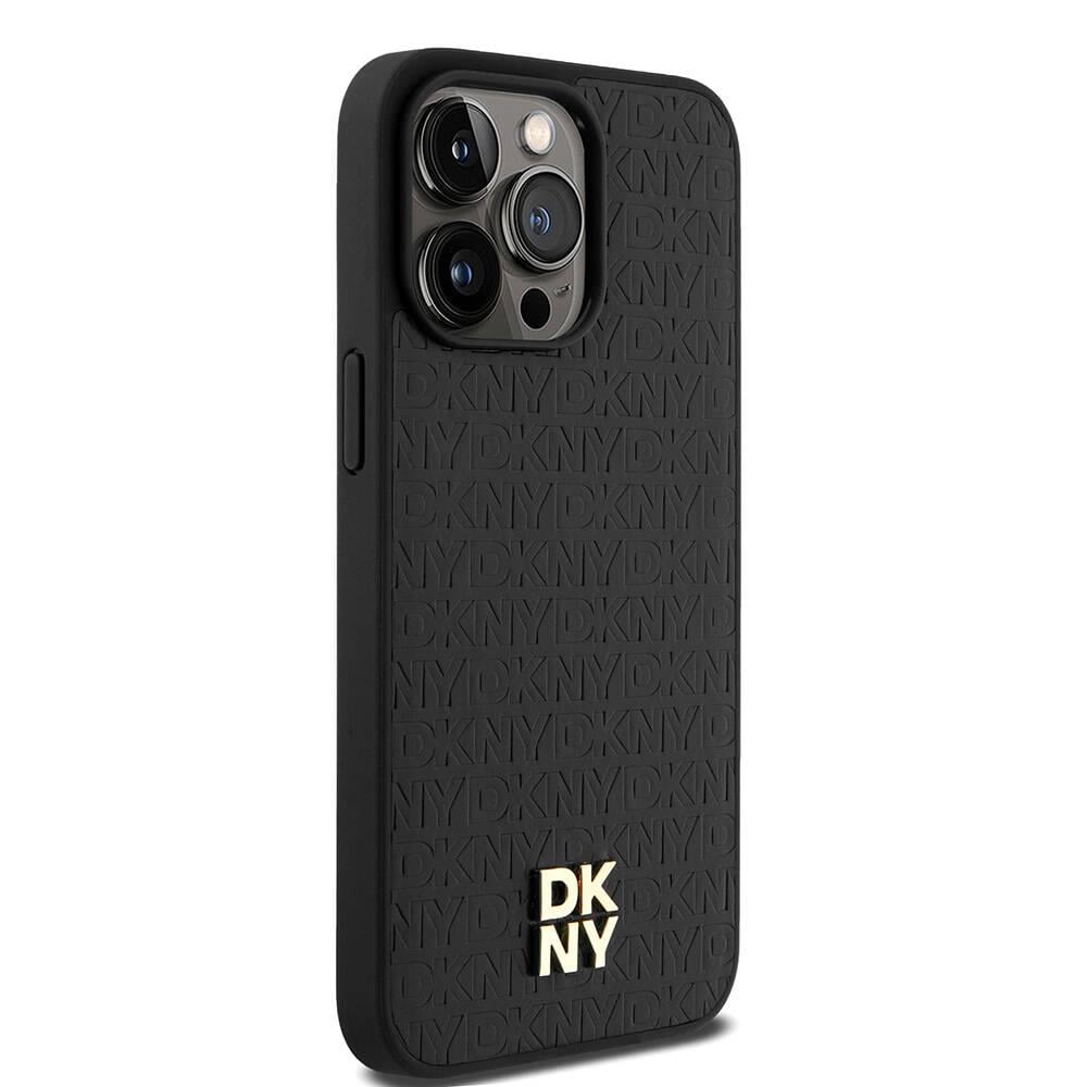 Apple iPhone 15 Pro Max Kılıf DKNY Orjinal Lisanslı M-safe Şarj Özellikli 3D Yazılı Repeat Pattern Kapak