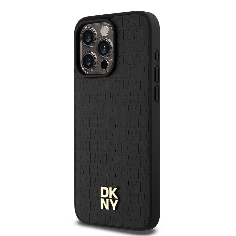 Apple iPhone 15 Pro Max Kılıf DKNY Orjinal Lisanslı M-safe Şarj Özellikli 3D Yazılı Repeat Pattern Kapak