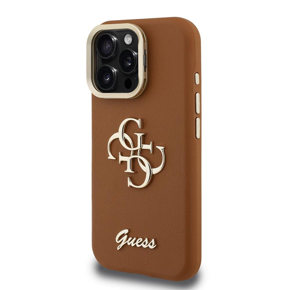 Apple iPhone 15 Pro Max Kılıf Guess Orjinal Lisanslı Grained Yazı Logolu Kamera Standlı Kapak