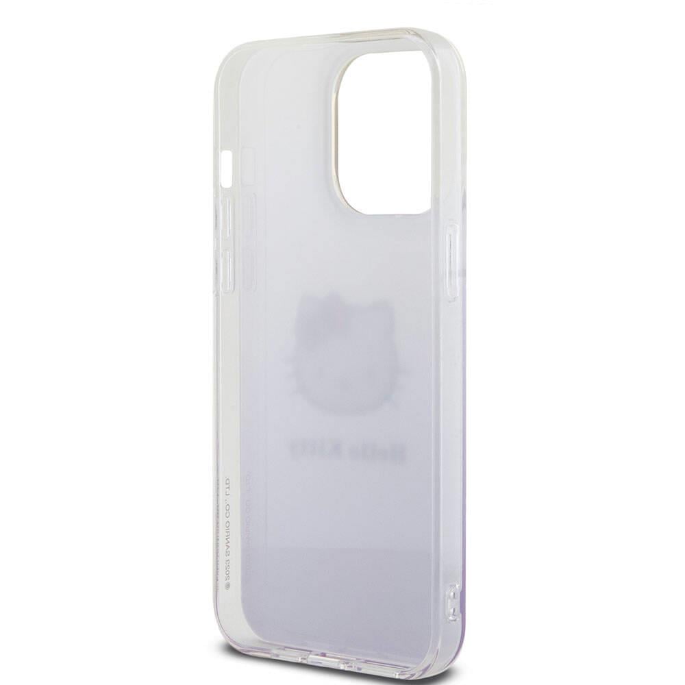 Apple iPhone 15 Pro Max Kılıf Hello Kitty Orjinal Lisanslı Yazı ve İkonik Logolu Elektroplating Kaplama Gradyan Kapak